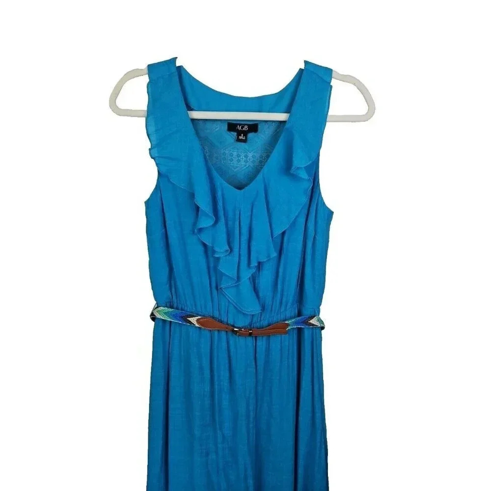 AB Studio Bohemian Rayon‎ Maxi Long Dress Sleeveless Lined Side Slits Size Small